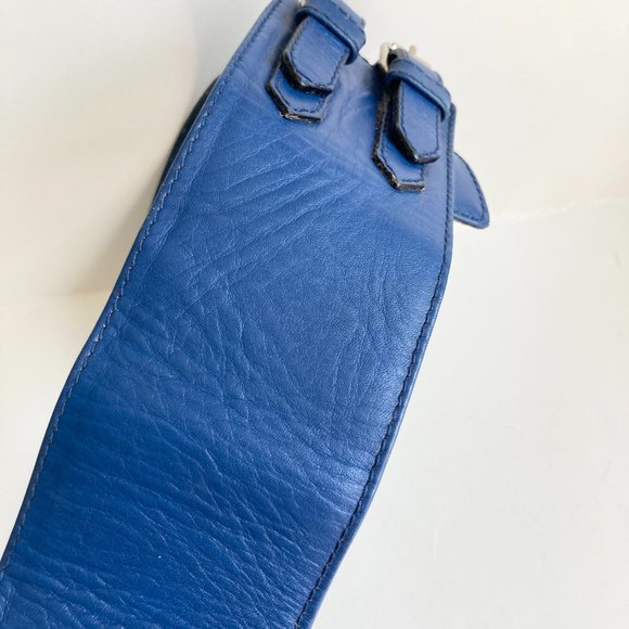 Vtg Ugo Correani Blue Italian Leather Wide Belt Womens Size 44 XS S 28-29\